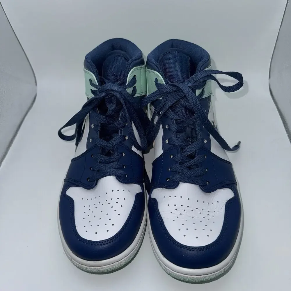 Nike Air Jordan 1 Mid Blue Mint Mystic Navy White Men’s Size 8 554724-413